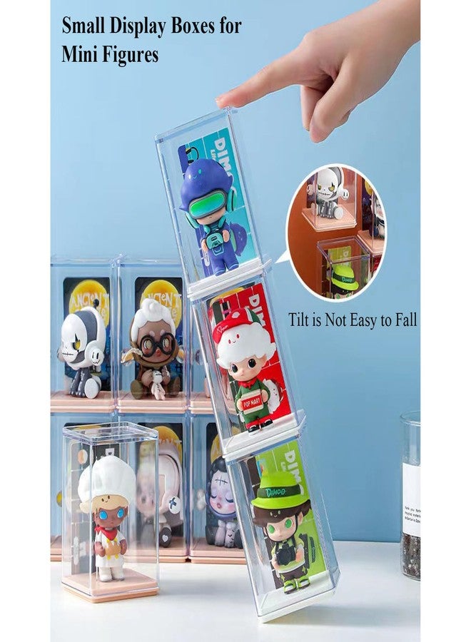 دبليو ام ام علبة عرض صغيرة مكونة من 6 قطع لعرض المجسمات المصغرة، صندوق شفاف مغلق لعرض المجسمات المصغرة القابلة للتكديس، صندوق عرض مصغر مقاوم للغبار، صندوق تخزين شفاف، عرض لمتجر بوب مارت - Image 4